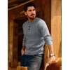 image:imagePJ Jones Mens Sweaters Casual Waffle Pullover Sweater Button Crewneck Textured Knit Henley SweatersLight Grey