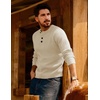 image:imagePJ Jones Mens Sweaters Casual Waffle Pullover Sweater Button Crewneck Textured Knit Henley SweatersWhite