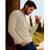 image:imagePJ Jones Mens Sweaters Casual Waffle Pullover Sweater Button Crewneck Textured Knit Henley SweatersWhite