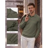 image:imagePJ PAUL JONES Mens Knit Polo Shirt Lightweight Textured Sweater  Polo Sweaters Long Sleeve Collared Regular Fit Fall and Winter Suit for Daily Casual Business Work GolfOlive