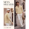 image:imagePJ PAUL JONES Mens Knit Polo Shirt Lightweight Textured Sweater  Polo Sweaters Long Sleeve Collared Regular Fit Fall and Winter Suit for Daily Casual Business Work GolfApricot
