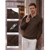 image:imagePJ PAUL JONES Mens Knit Polo Shirt Lightweight Textured Sweater  Polo Sweaters Long Sleeve Collared Regular Fit Fall and Winter Suit for Daily Casual Business Work GolfCoffee