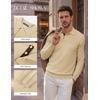 image:imagePJ PAUL JONES Mens Knit Polo Shirt Lightweight Textured Sweater  Polo Sweaters Long Sleeve Collared Regular Fit Fall and Winter Suit for Daily Casual Business Work GolfApricot
