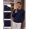 image:imagePJ PAUL JONES Mens Knit Polo Shirt Lightweight Textured Sweater  Polo Sweaters Long Sleeve Collared Regular Fit Fall and Winter Suit for Daily Casual Business Work GolfNavy Blue