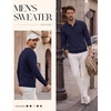 image:imagePJ PAUL JONES Mens Knit Polo Shirt Lightweight Textured Sweater  Polo Sweaters Long Sleeve Collared Regular Fit Fall and Winter Suit for Daily Casual Business Work GolfNavy Blue