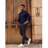 image:imagePJ PAUL JONES Mens Mock Neck Sweater Lightweight Sweaters  Mock Turtleneckknitted Lightweight and stretchy Basic and thermalRibbed cuff and hemsFall and Winter layeredNavy Blue