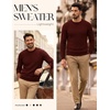 image:imagePJ PAUL JONES Mens Pullover Sweater Casual Crewneck Knit Sweaters  Lightweight Long Sleeve Soft Knitted Textured Regular Fit Warm Stretchy Breathable Fall and Winter Business DaliyRed
