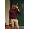 image:imagePJ PAUL JONES Mens Sweaters Crewneck Basic Lightweight Wool Blend Knitted Pullover Long Sleeve Shirts for MenBurgundy
