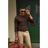 image:imagePJ PAUL JONES Mens Sweaters Crewneck Basic Lightweight Wool Blend Knitted Pullover Long Sleeve Shirts for MenDark Brown