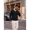 image:imagePJ PAUL JONES Mens V Neck Sweater Wool Blend Knit Pullover Sweaters  VNeck Long Sleeve Warm Wool Blend Fitted Style Lightweight Soft Stretch Knit Dress Business Casual Fall Winter LayeringBlack