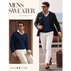 image:imagePJ PAUL JONES Mens V Neck Sweater Wool Blend Knit Pullover Sweaters  VNeck Long Sleeve Warm Wool Blend Fitted Style Lightweight Soft Stretch Knit Dress Business Casual Fall Winter LayeringNavy Blue