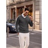 image:imagePJ PAUL JONES Mens V Neck Sweater Wool Blend Knit Pullover Sweaters  VNeck Long Sleeve Warm Wool Blend Fitted Style Lightweight Soft Stretch Knit Dress Business Casual Fall Winter LayeringDark Gray