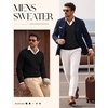 image:imagePJ PAUL JONES Mens V Neck Sweater Wool Blend Knit Pullover Sweaters  VNeck Long Sleeve Warm Wool Blend Fitted Style Lightweight Soft Stretch Knit Dress Business Casual Fall Winter LayeringBlack