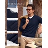 image:imagePJ PAUL JONES Mens V Neck Sweater Wool Blend Knit Pullover Sweaters  VNeck Long Sleeve Warm Wool Blend Fitted Style Lightweight Soft Stretch Knit Dress Business Casual Fall Winter LayeringNavy Blue