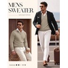 image:imagePJ PAUL JONES Mens V Neck Sweater Wool Blend Knit Pullover Sweaters  VNeck Long Sleeve Warm Wool Blend Fitted Style Lightweight Soft Stretch Knit Dress Business Casual Fall Winter LayeringKhaki