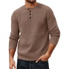 image:imagePJ Jones Mens Sweaters Casual Waffle Pullover Sweater Button Crewneck Textured Knit Henley SweatersCamel