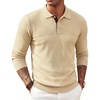 image:imagePJ PAUL JONES Mens Knit Polo Shirt Lightweight Textured Sweater  Polo Sweaters Long Sleeve Collared Regular Fit Fall and Winter Suit for Daily Casual Business Work GolfApricot