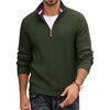 image:imagePJ PAUL JONES Mens Quarter Zip Sweaters Knit Pullover  14 Zip Mock Neck Long Sleeve Mediumweight Textured Regular fit Fall and Winter Suit for Business Casual WorkArmy Green