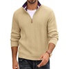 image:imagePJ PAUL JONES Mens Quarter Zip Sweaters Knit Pullover  14 Zip Mock Neck Long Sleeve Mediumweight Textured Regular fit Fall and Winter Suit for Business Casual WorkApricot