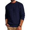 image:imagePJ PAUL JONES Mens Sweaters Cable Knit Crewneck Pullover  Warm Wool Blend Twist Textured Long Sleeve Lightweight Regular Fit Fall and Winter Casual Daily Business HolidayNavy Blue