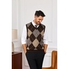 image:imagePJ PAUL JONES Mens Argyle Sweater Vest VNeck Vintage Knit Vest  Contrast Plaid Pattern Sleeveless Pullover Knit Classic Vintage Design Business Casual Style Spring Fall Winter LayeringCoffee