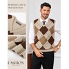 image:imagePJ PAUL JONES Mens Argyle Sweater Vest VNeck Vintage Knit Vest  Contrast Plaid Pattern Sleeveless Pullover Knit Classic Vintage Design Business Casual Style Spring Fall Winter LayeringKhaki