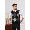 image:imagePJ PAUL JONES Mens Argyle Sweater Vest VNeck Vintage Knit Vest  Contrast Plaid Pattern Sleeveless Pullover Knit Classic Vintage Design Business Casual Style Spring Fall Winter LayeringBlack