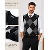 image:imagePJ PAUL JONES Mens Argyle Sweater Vest VNeck Vintage Knit Vest  Contrast Plaid Pattern Sleeveless Pullover Knit Classic Vintage Design Business Casual Style Spring Fall Winter LayeringBlack