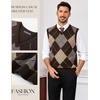 image:imagePJ PAUL JONES Mens Argyle Sweater Vest VNeck Vintage Knit Vest  Contrast Plaid Pattern Sleeveless Pullover Knit Classic Vintage Design Business Casual Style Spring Fall Winter LayeringCoffee