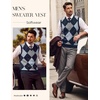 image:imagePJ PAUL JONES Mens Argyle Sweater Vest VNeck Vintage Knit Vest  Contrast Plaid Pattern Sleeveless Pullover Knit Classic Vintage Design Business Casual Style Spring Fall Winter LayeringNavy Blue