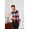image:imagePJ PAUL JONES Mens Argyle Sweater Vest VNeck Vintage Knit Vest  Contrast Plaid Pattern Sleeveless Pullover Knit Classic Vintage Design Business Casual Style Spring Fall Winter LayeringWine