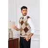 image:imagePJ PAUL JONES Mens Argyle Sweater Vest VNeck Vintage Knit Vest  Contrast Plaid Pattern Sleeveless Pullover Knit Classic Vintage Design Business Casual Style Spring Fall Winter LayeringKhaki