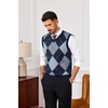 image:imagePJ PAUL JONES Mens Argyle Sweater Vest VNeck Vintage Knit Vest  Contrast Plaid Pattern Sleeveless Pullover Knit Classic Vintage Design Business Casual Style Spring Fall Winter LayeringNavy Blue