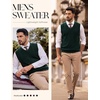 image:imagePJ PAUL JONES Mens Cable Knit Sweater Vest V Neck Sweater  V Neck Pullover KnittedBreathable Stretchy Sweater VestRegular Fit Casual SweatersClassic Fall and Winter TopsDark Green