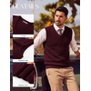 image:imagePJ PAUL JONES Mens Cable Knit Sweater Vest V Neck Sweater  V Neck Pullover KnittedBreathable Stretchy Sweater VestRegular Fit Casual SweatersClassic Fall and Winter TopsWine Red
