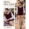 image:imagePJ PAUL JONES Mens Cable Knit Sweater Vest V Neck Sweater  V Neck Pullover KnittedBreathable Stretchy Sweater VestRegular Fit Casual SweatersClassic Fall and Winter TopsWine Red