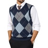 image:imagePJ PAUL JONES Mens Argyle Sweater Vest VNeck Vintage Knit Vest  Contrast Plaid Pattern Sleeveless Pullover Knit Classic Vintage Design Business Casual Style Spring Fall Winter LayeringNavy Blue