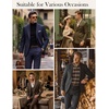 image:imagePJ PAUL JONES Mens 2 Piece Suits Wool Blend Tweed Herringbone Suit Set  Vintage Casual Suits for Men Peak Lapel Blazer Pants Set Sport Coat with Pocket Square Mens Suits for Wedding Prom WorkBrown