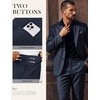 image:imagePJ PAUL JONES Mens 2 Piece Suits Wool Blend Tweed Herringbone Suit Set  Vintage Casual Suits for Men Peak Lapel Blazer Pants Set Sport Coat with Pocket Square Mens Suits for Wedding Prom WorkNavy Blue