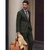 image:imagePJ PAUL JONES Mens 2 Piece Suits Wool Blend Tweed Herringbone Suit Set  Vintage Casual Suits for Men Peak Lapel Blazer Pants Set Sport Coat with Pocket Square Mens Suits for Wedding Prom WorkDark Green