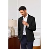 image:imagePJ PAUL JONES Mens Blazer Wool Blend Lightwieght Business Sport Coat Jacket  Herringbone Slim Fit Two Button Casual Dress Sport Jacket Machine Washable Notched Lapel Travel Wedding PartyBlack