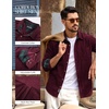 image:imagePJ PAUL JONES Mens Corduroy Shirt Long Sleeve Button Down Untucked Shirts  100 Cotton Casual Button Up Shirt Wrinkle Free Lightweight Overshirt Fall Shacket Jacket Plaid Collar Chest PocketDark Red