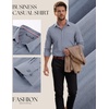 image:imagePJ PAUL JONES Mens Dress Shirts Casual Button Down Untucked Shirts for Men  Long Sleeve Wrinkle Free Business Casual Lightweight Suitable for officeworktravel Similar to Oxford clothLake Blue