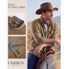image:imagePJ PAUL JONES Mens Flannel Button Down Long Sleeve Shirts  100 Brushed Cotton Untucked Shirt Soft Warm WearResistant Regular Fit Casual Mens Fall Shirts for Work OutdoorLight Camel