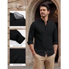 image:imagePJ PAUL JONES Mens Oxford Shirt Long Sleeve Button Down Shirt  Untucked Dress Shirt Regular Fit Cotton Blend Collar Adjustable Cuffs Chest Pocket Suit for Casual Business WorkBlack