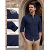 image:imagePJ PAUL JONES Mens Oxford Shirt Long Sleeve Button Down Shirt  Untucked Dress Shirt Regular Fit Cotton Blend Collar Adjustable Cuffs Chest Pocket Suit for Casual Business WorkNavy Blue