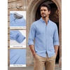 image:imagePJ PAUL JONES Mens Oxford Shirt Long Sleeve Button Down Shirt  Untucked Dress Shirt Regular Fit Cotton Blend Collar Adjustable Cuffs Chest Pocket Suit for Casual Business WorkBlue
