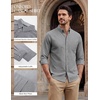 image:imagePJ PAUL JONES Mens Oxford Shirt Long Sleeve Button Down Shirt  Untucked Dress Shirt Regular Fit Cotton Blend Collar Adjustable Cuffs Chest Pocket Suit for Casual Business WorkGray