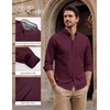 image:imagePJ PAUL JONES Mens Oxford Shirt Long Sleeve Button Down Shirt  Untucked Dress Shirt Regular Fit Cotton Blend Collar Adjustable Cuffs Chest Pocket Suit for Casual Business WorkWine Red