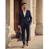 image:imagePJ PAUL JONES Mens Slim Fit Suit 2 Piece Casual Suit Set Blazer Pants Set  Two Button Suits Texture Fabric Machine Wash Slim Fit Casual Blazer and Pants Set Suit Set Men Dress Party Prom WeddingBlue